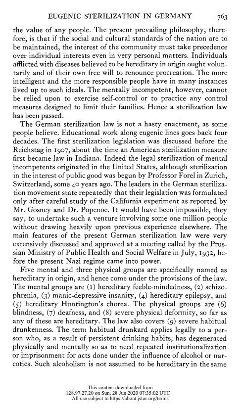 Legal and Medical Aspects of Eugenic Sterilization in Germany