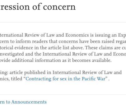 “Expression of concern” by the International Review of Law and Economics